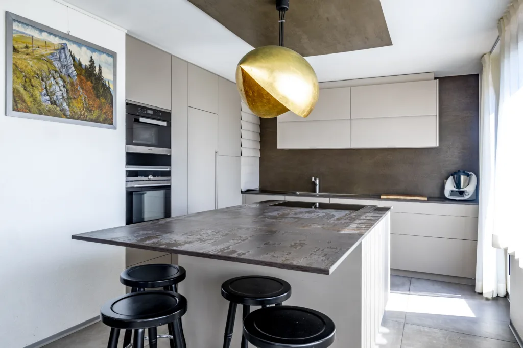 Custom white and dark kitchens