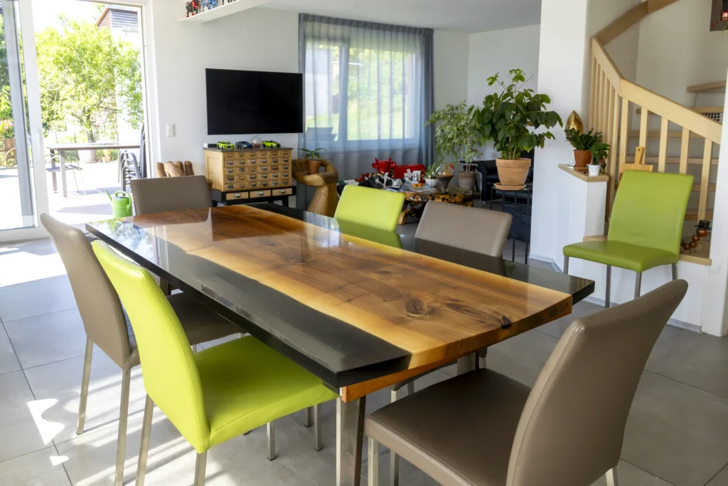 Unique table in resin and wood