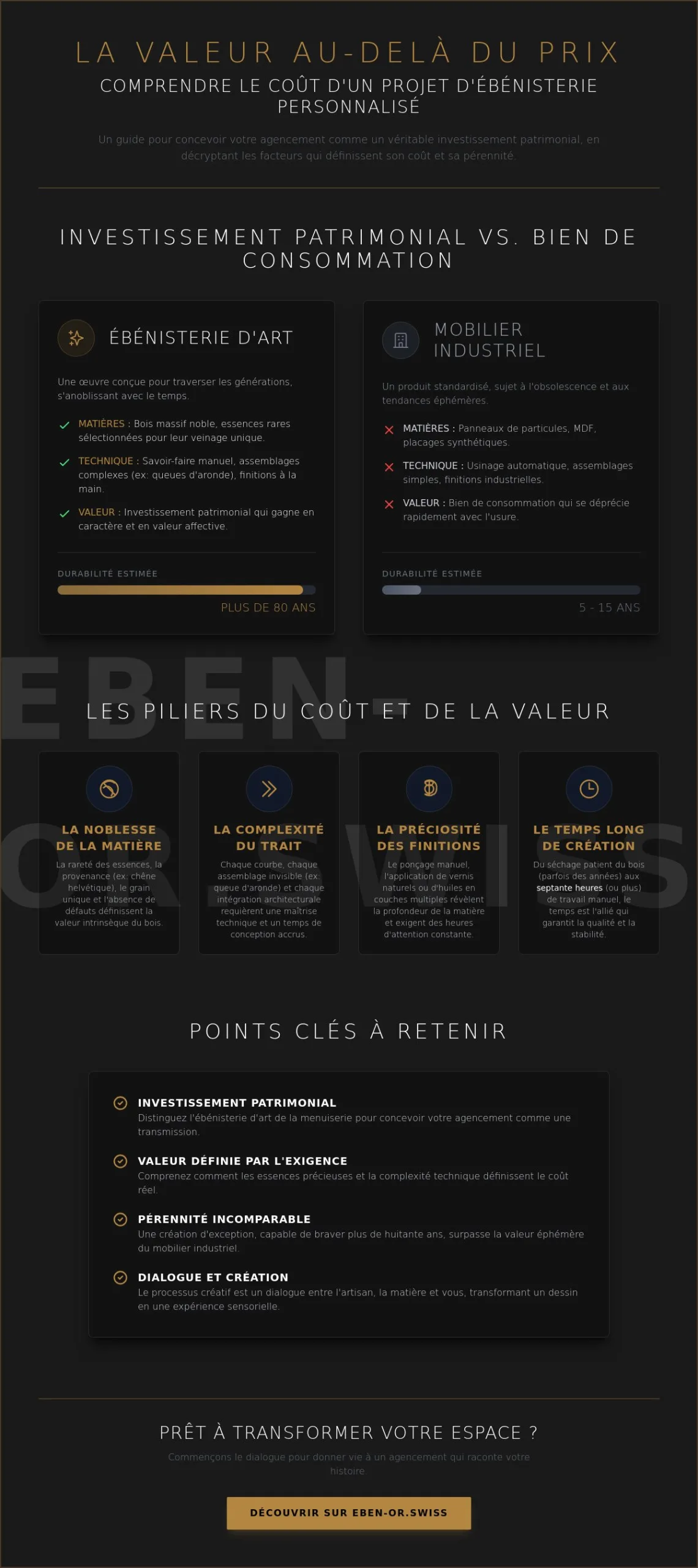 L’ I N V E S T I S S E M E N T D A N S L’ E X C E P T I O N : C O Û T D’ U N É B É N I S T E P O U R P R O J E T P E R S O N N A L I S É