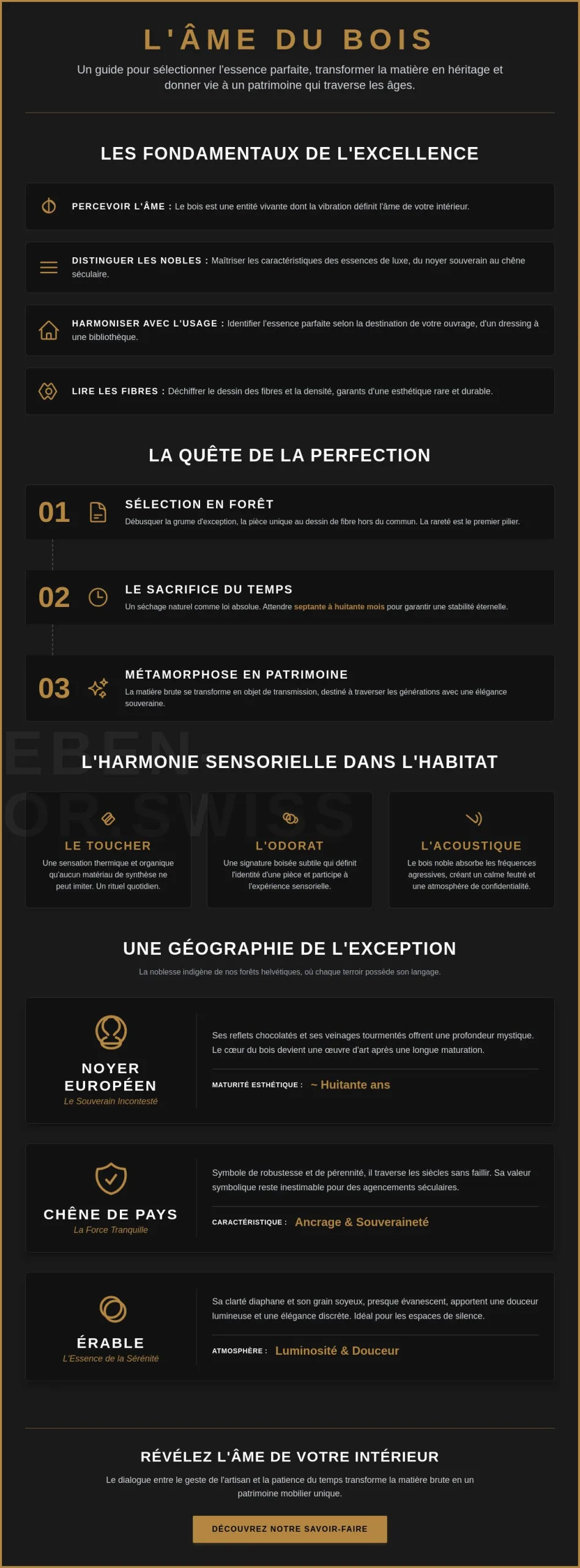 Essences de bois pour ébénisterie de luxe : le manifeste de la matière
