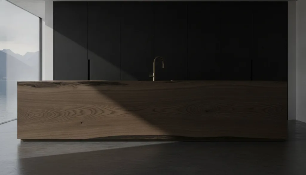 Îlot de cuisine en bois précieux : l’épicentre organique de l’art de vivre