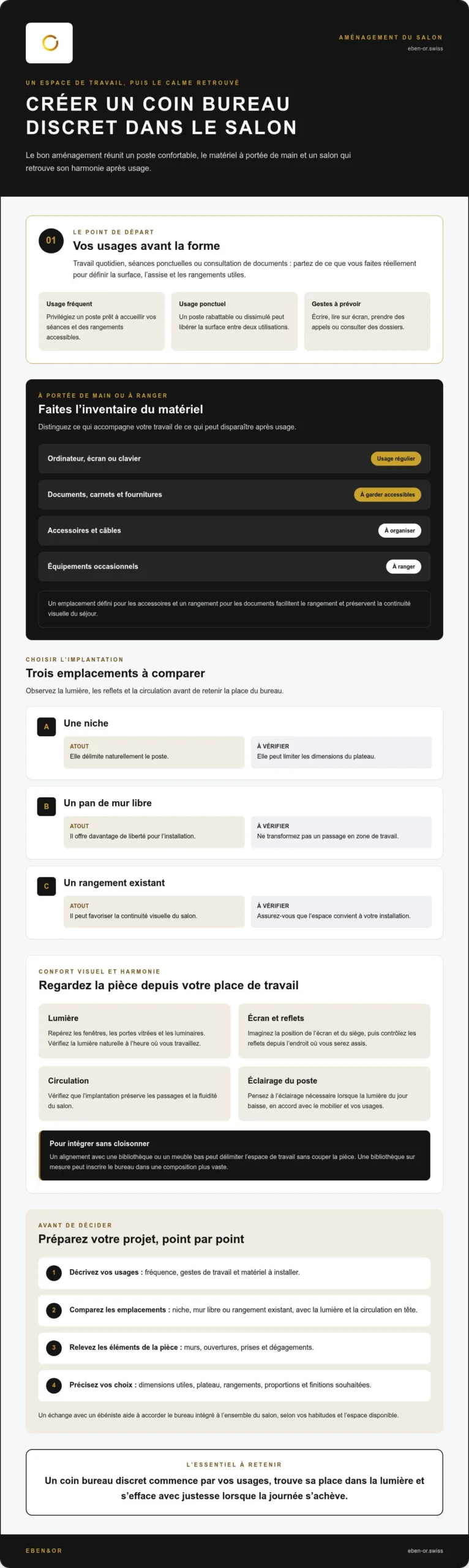 Créer un coin bureau discret dans le salon : le guide du sur-mesure